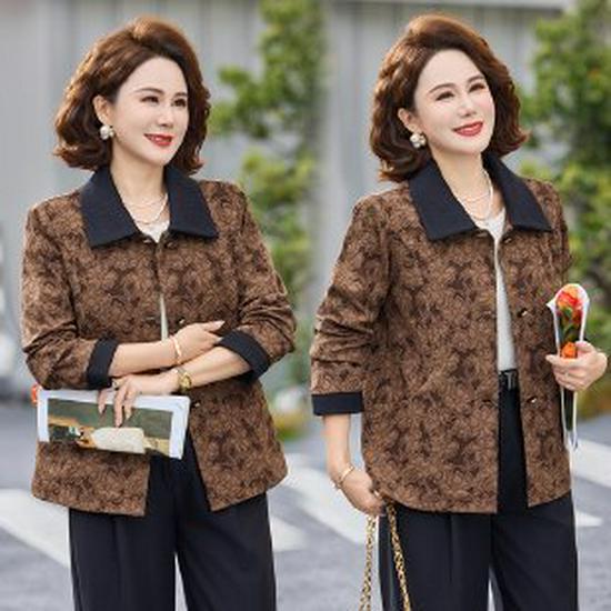 

Popular Spring Chinese-Style Printed Coat for Middle-Aged Women 3XL