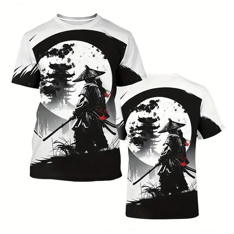 Trend Japanese Samurai Graphics T Shirts For Men Fashion Summer Short Sleeve 3D Printed Kids Tees Cool Streetwear Harajuku Tops