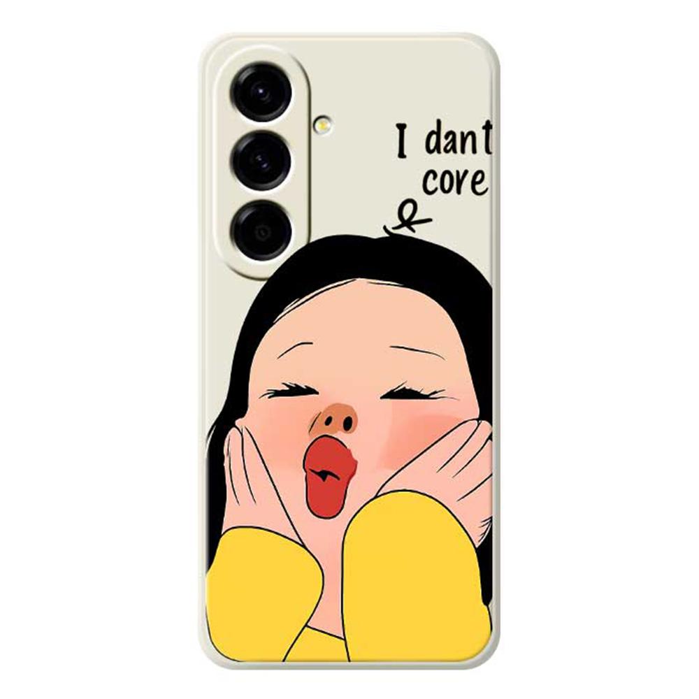 For Samsung Galaxy A56 5G Case Girl Holding Face Pattern Printing Straight Edge TPU Phone Back Cover