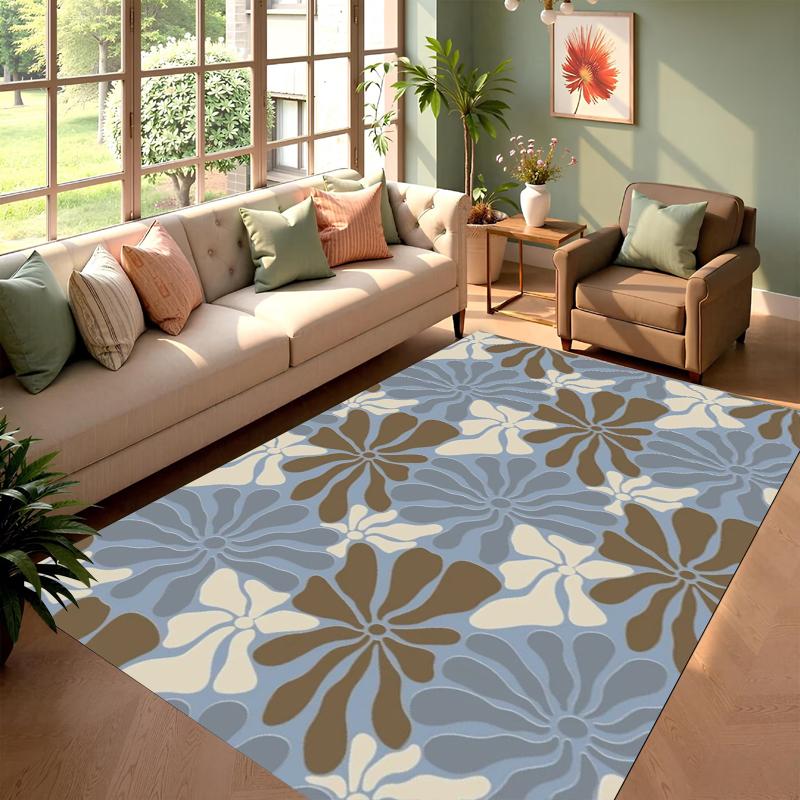 

Vintage Brown Green Lace Floral Non-slip Soft Washable Area Rug for Living Room Bedroom Home Decoration 40x60cm