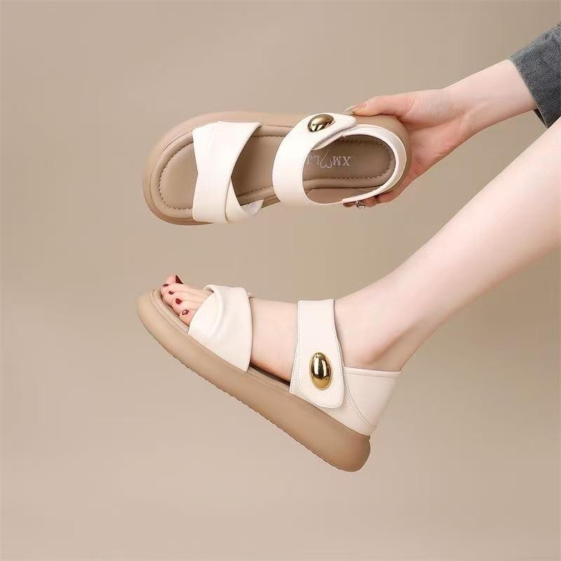 Yuechen Flat-bottomed Casual Sandals Women Wear In Summer, New Super Fire Non-slip Comfortable Soft-soled Roman Shoes
