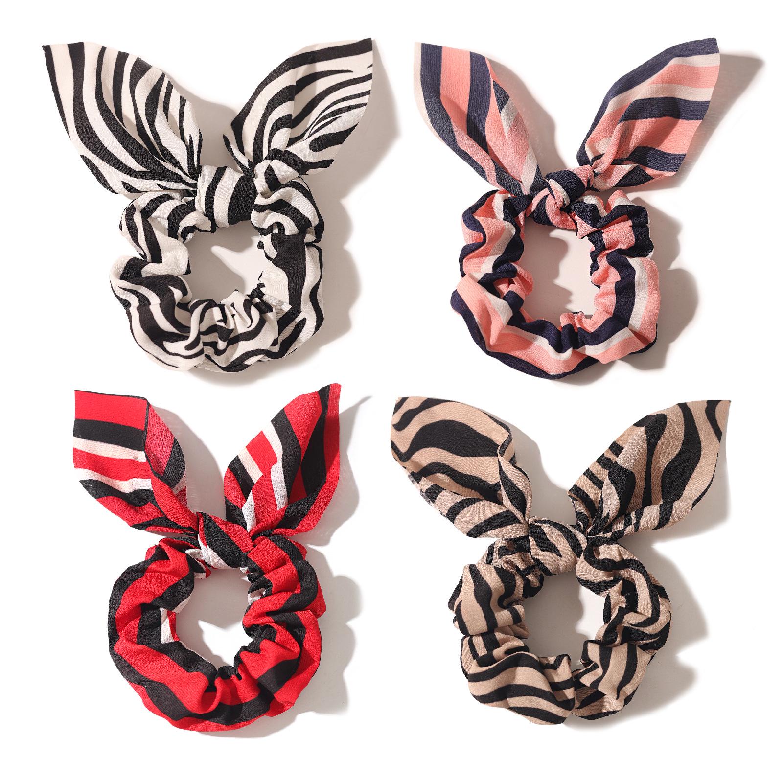 

Striped Bow Rabbit Ear Scrunchie: Women s & Girls Hair Accessory