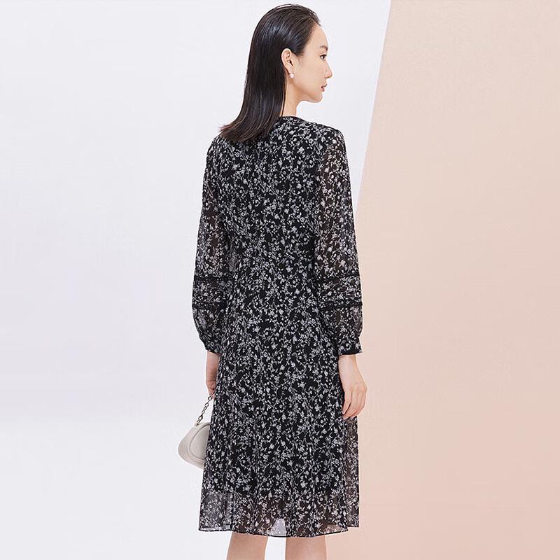 JESSIE Women's French Ruffle Long Sleeve Printed Dress