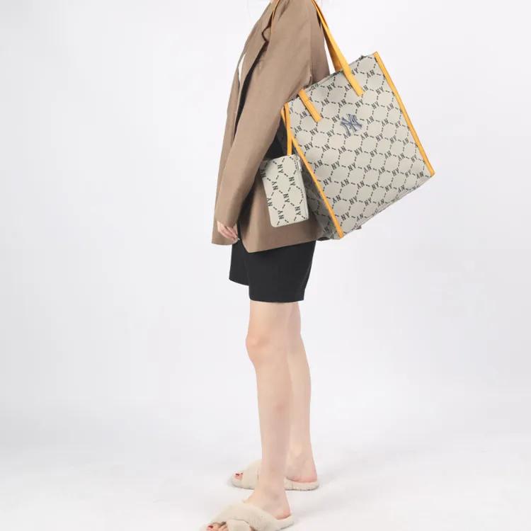 MLB Monogram Polyester Tote Bag , Shopping Bag , Combo Bag , Shoulder Bag , Handbag Regular Unisex Yellow Brown (Unisex) Shoulder Bags