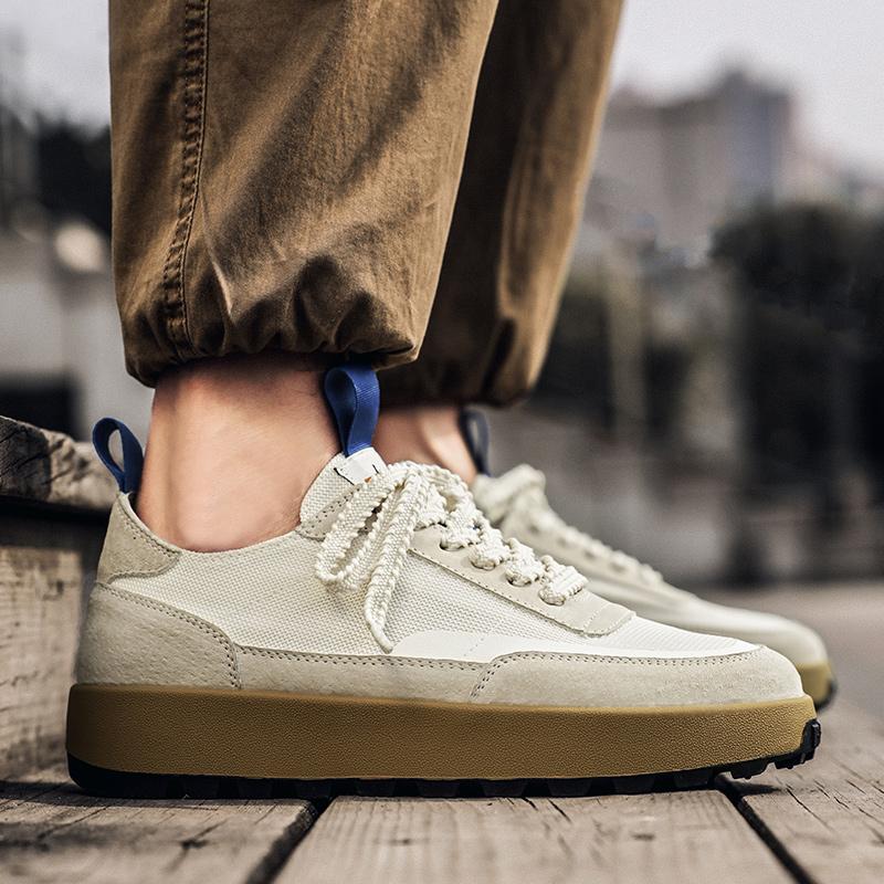 

Fashion Breathable Men s Walking Shoes Brand Men s Lace-Up Vulcanize Shoes Classic Leather Fashion Flats Men Tenis Masculino Footwear 44