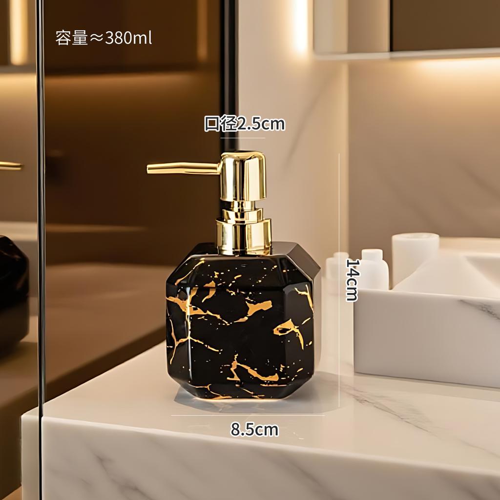 Marble Ceramic Bottle Luxury High-end Hotel Bathroom Household Shower Gel Hand Sanitizer Shampoo Water Bottle Press Bottle