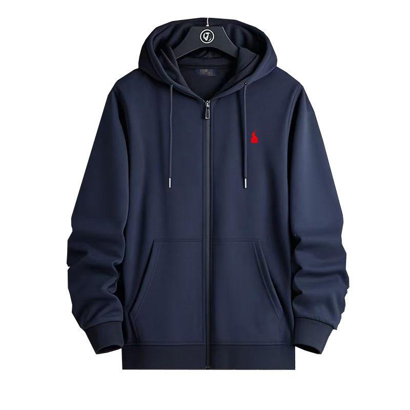 Embroidered Little Horse Men's Hooded Polo Cardigan - Spring/Autumn Style Casual Jacket
