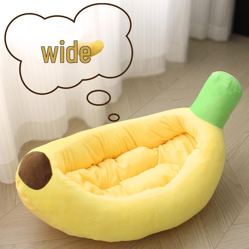 Letto per Animali Domestici a Forma di Banana Cartone Animato per Gatti e Cani di Piccola Taglia - Teddy, Bichon, Pomerania - Tappetino Quattro Stagioni