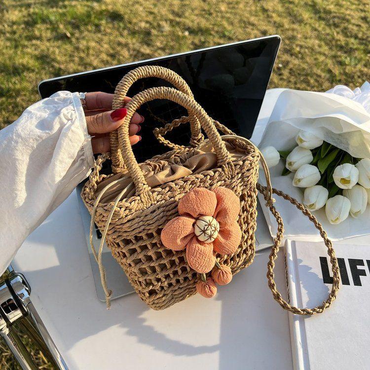 Summer Straw Woven Bucket Bag for Women - Niche Design Crossbody/Handheld Basket Tote