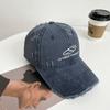 Washed hole baseball cap Four Seasons Versatile retro sunscreen men's and women's peaked caps Big head showing face Small sun hat