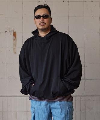 Rib High-Neck Hoodie Black