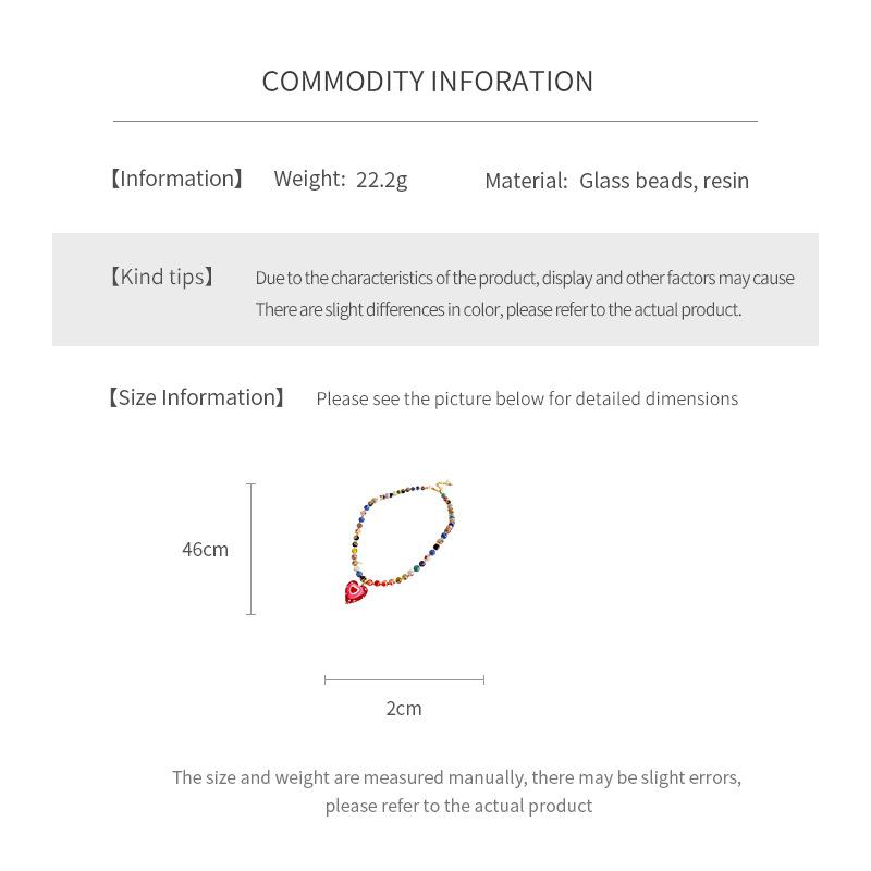 Colored Glass Bead Heart-shaped Pendant Necklaces for Women Dopamine Sweet Collarbone ChainsLight Luxury High-end Necklace
