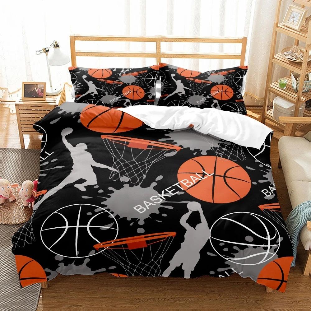 Basketball 3D Bedding Set Dunk Duvet Cover Pillowcase Double Queen Size Bed Size, Home Bedroom Decoration, Kids Boy Gifts