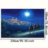 One Christmas Night Scene Background Fabric of the Three Doctors and the Star of Bethlehem - Polyester Festive Decoration