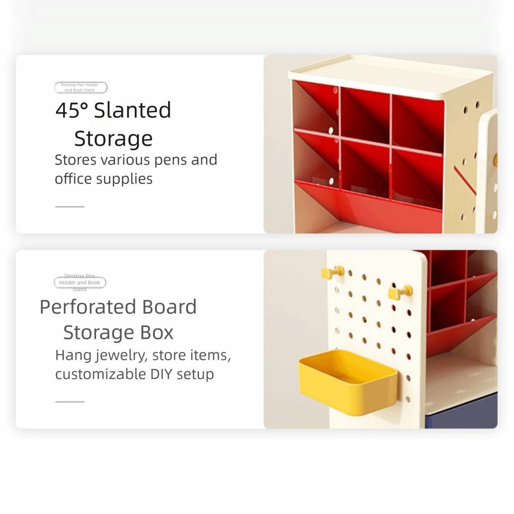 Large-Capacity Desktop Pen Holder Oblique Design Book Storage Rack Durable Desk Organizer  Home