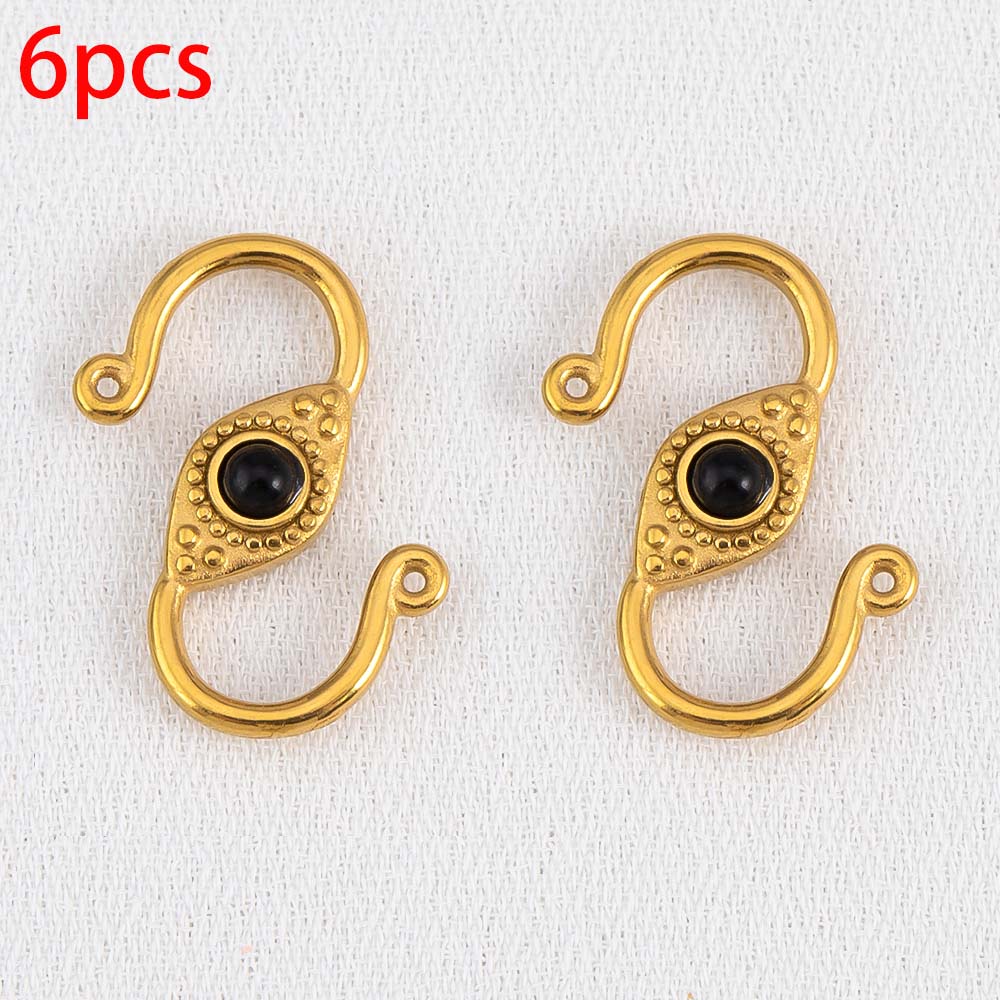2pcs 6pcs Stainless Steel Natural Stone S Shape Hook Clasps Connectors Jewelry Makings Findings DIY Eye Clasp Jewelry Components