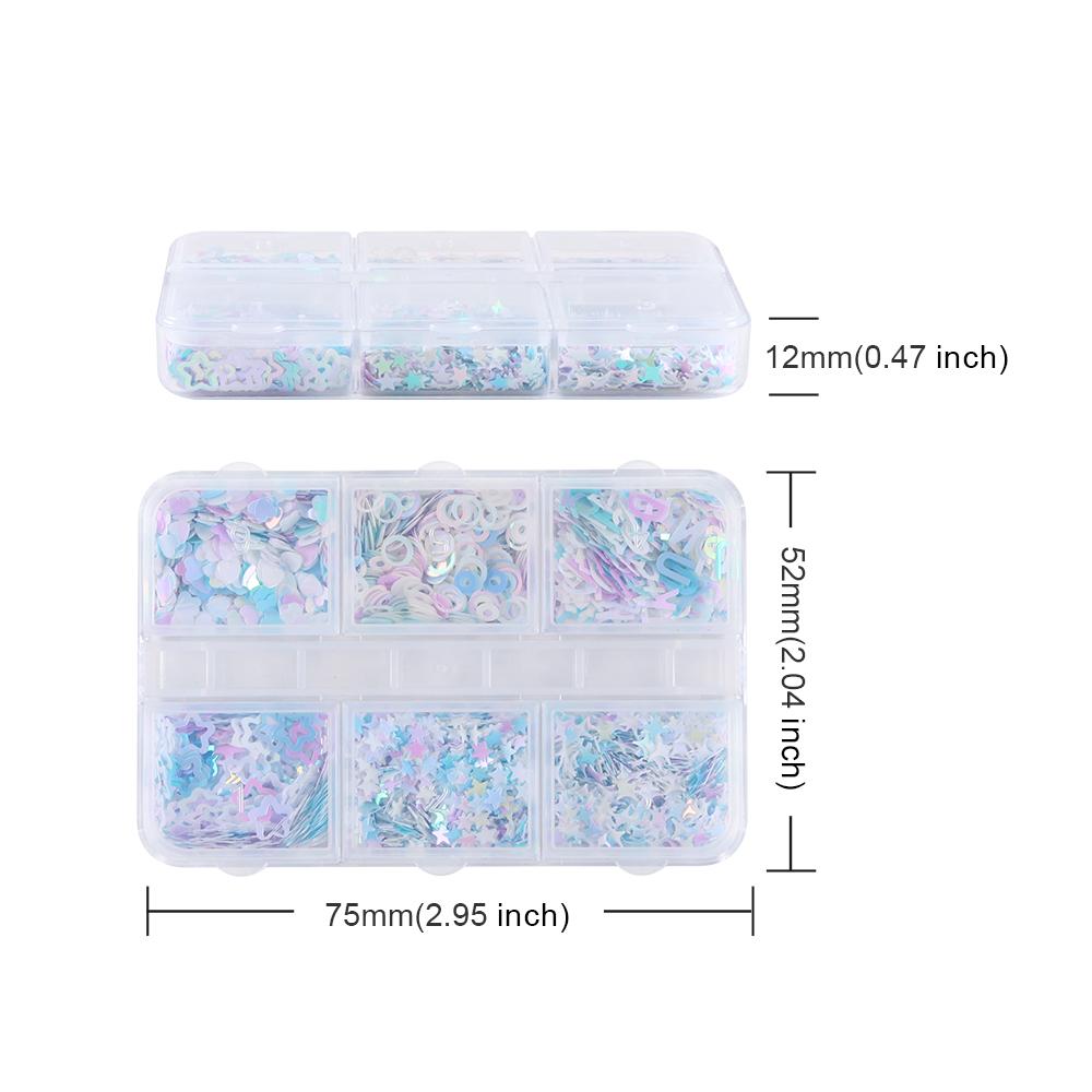 1 Box Mermaid Mixed Color Star Letters Love Heart Nail Art Sequin Decoration