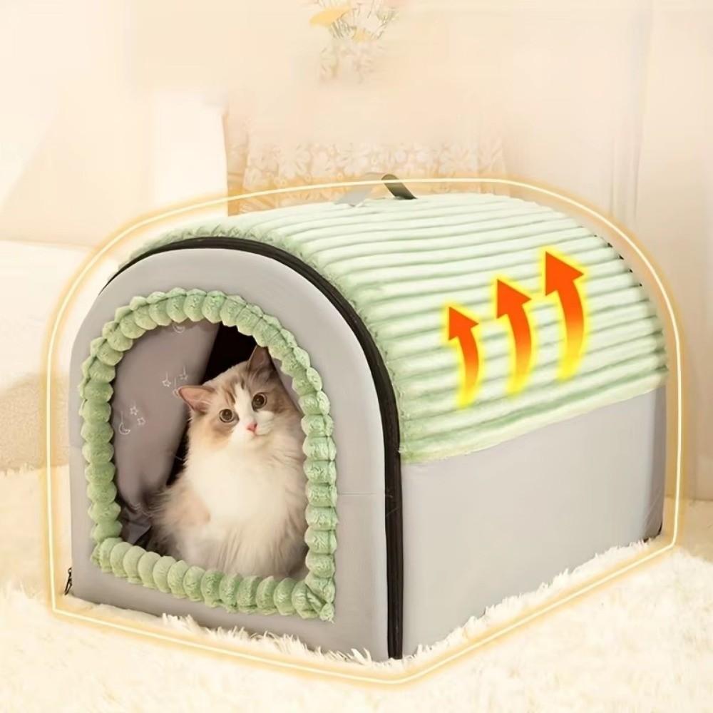 Enclosed Dog Bed & Cat Bed Detachable Warm Tent Winter Pet House  For Small Animals