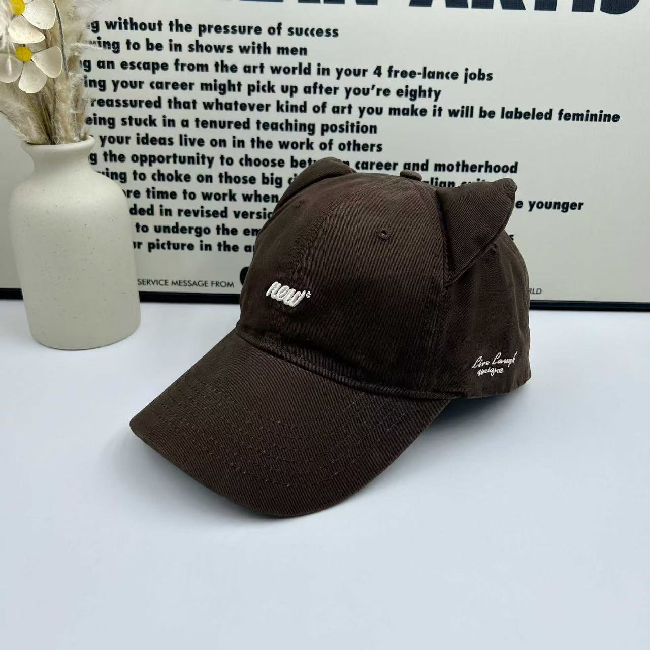 

New cat ears cute baseball cap children s summer Korean version of versatile puppy embroidery show face small cap Adjustable