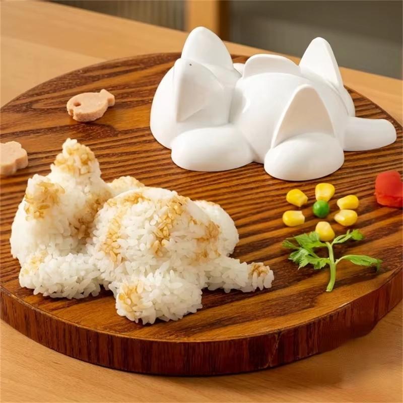 Set of 2 Cute Cats Shaped Rice Molds for Fun Meal Preparation Animal Shape Sushi Mould Mashed Potato Baking Supplies