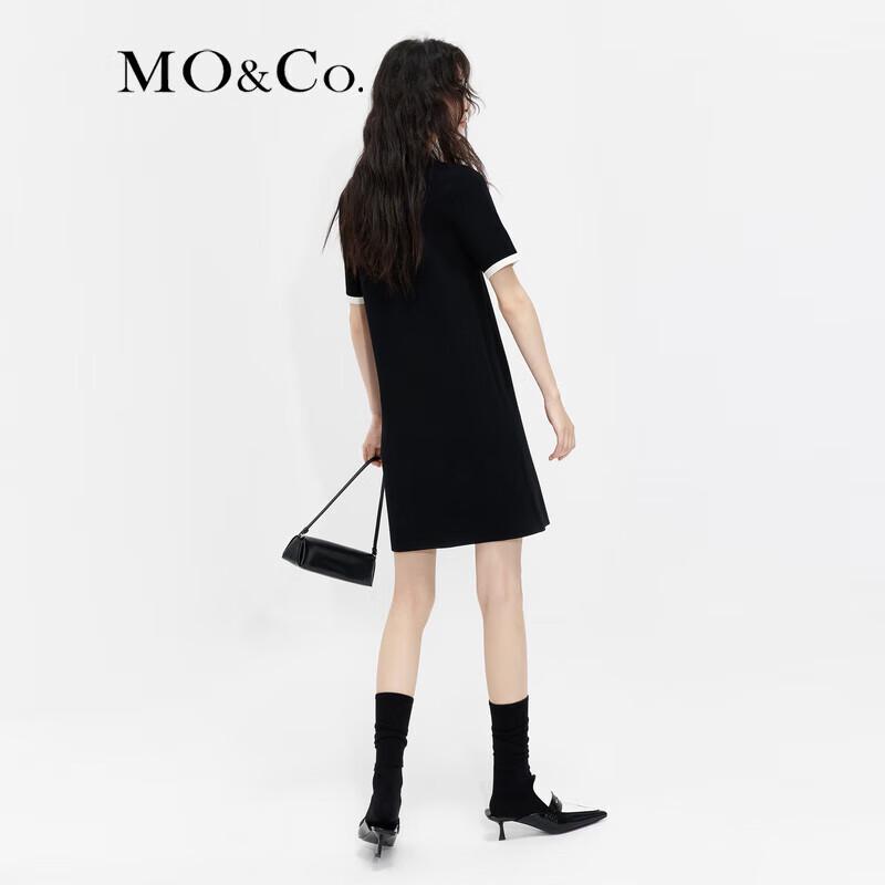 MO&Co. French Chic Contrast Trim Polo V-neck Short Sleeve Dress