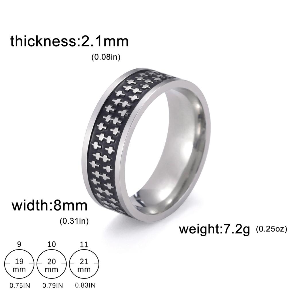 Stainless Steel Ring for Men Women 8MM Wide Geometric Casual Finger Rings Jewelry Wedding Gift for Lover