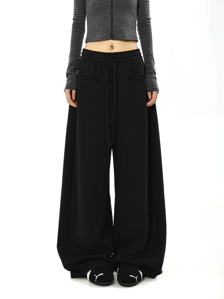 Vintage Retro Women's Wide Leg Pants Casual Trousers Spring/Autumn Loose Drop Straight Leg Sporty Pants
