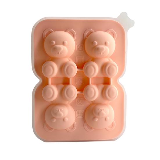 

Bear Shape Ice Cube Mold 4-Cavity Silicone Ice Tray Easy Release Creative Ice Cube Maker Multipurpose Jelly Chocolate Mold for Drinks Parties рожевий