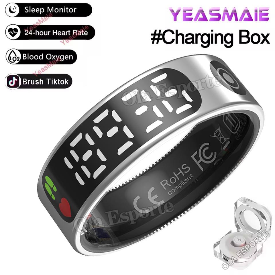 New Smart Ring LED Display Screen Heart Rate Blood Oxygen Monitor Waterproof Fitness Sports Smartring Men Women For Android IOS