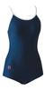 FOOTMARK Women's Fitness School Swimsuit, One-Piece, Two-Way Swimsuit with White Piping, 101504, Navy (08), Size 120