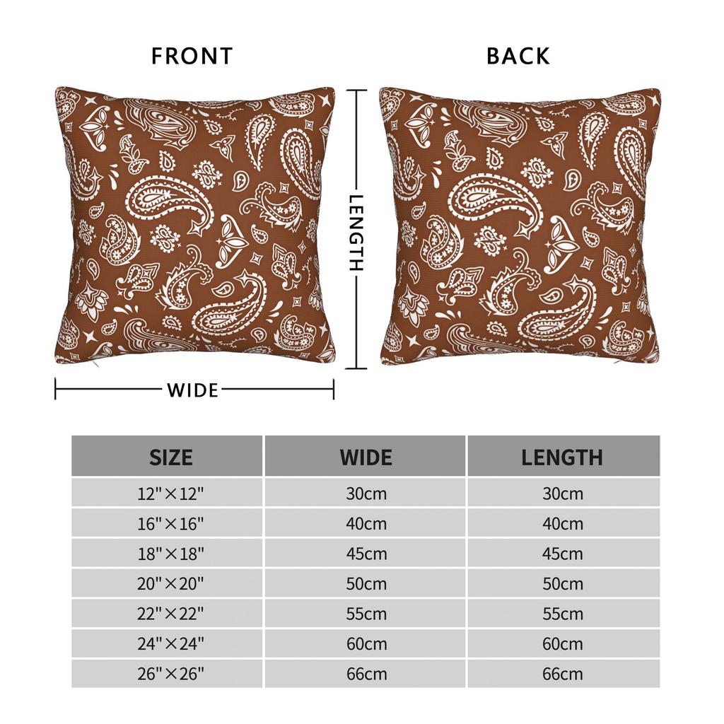 Brown White Paisley Western Seamless Pattern Pillow Case Cute Funny Pillow Cover Design Pillowcases For Couch Sofa Bedroom