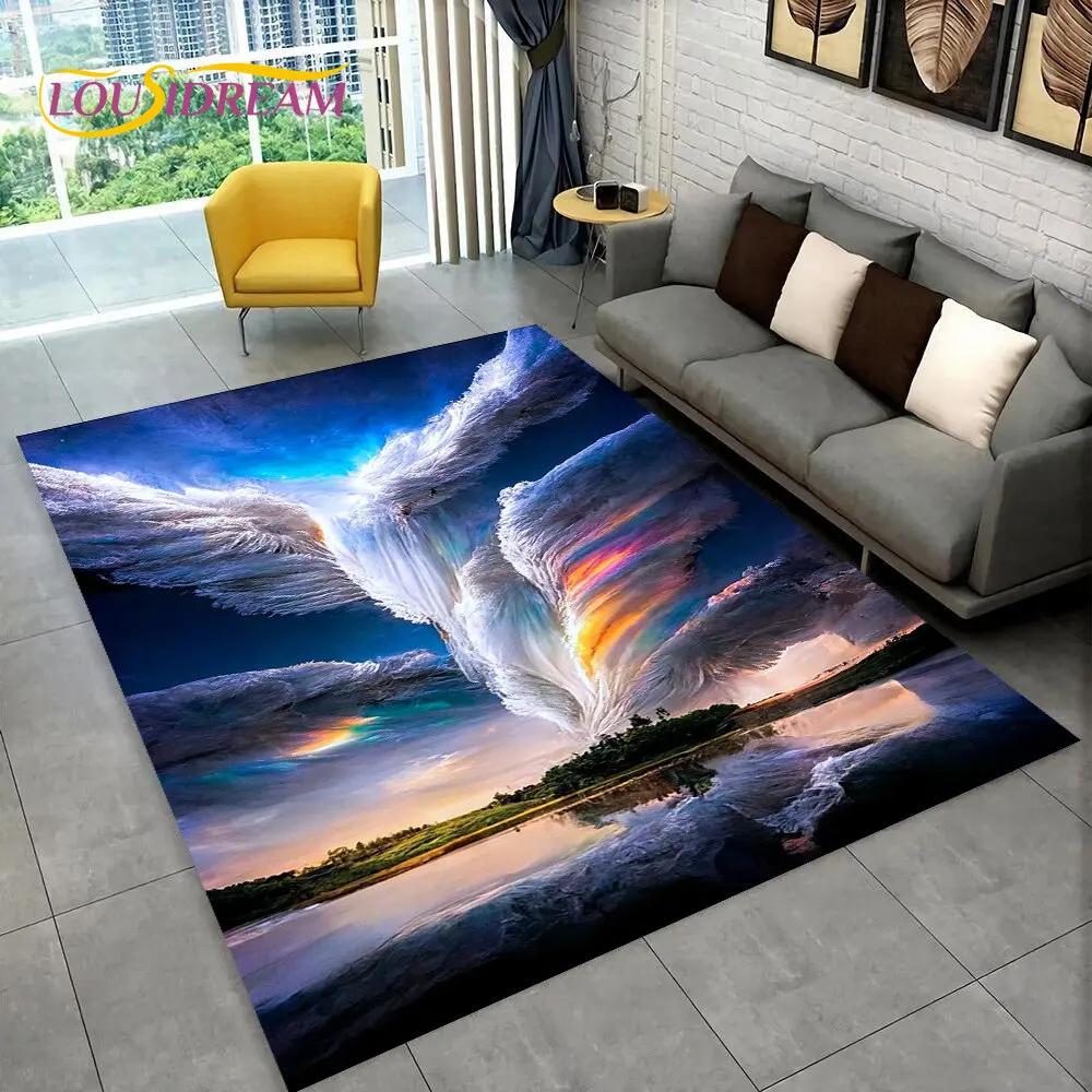 3D Natural ,Tornado, Cloud Twister Area Rug Large,Carpet Rug for Living Room Bedroom Sofa Doormat Decoration, Non-slip Floor Mat