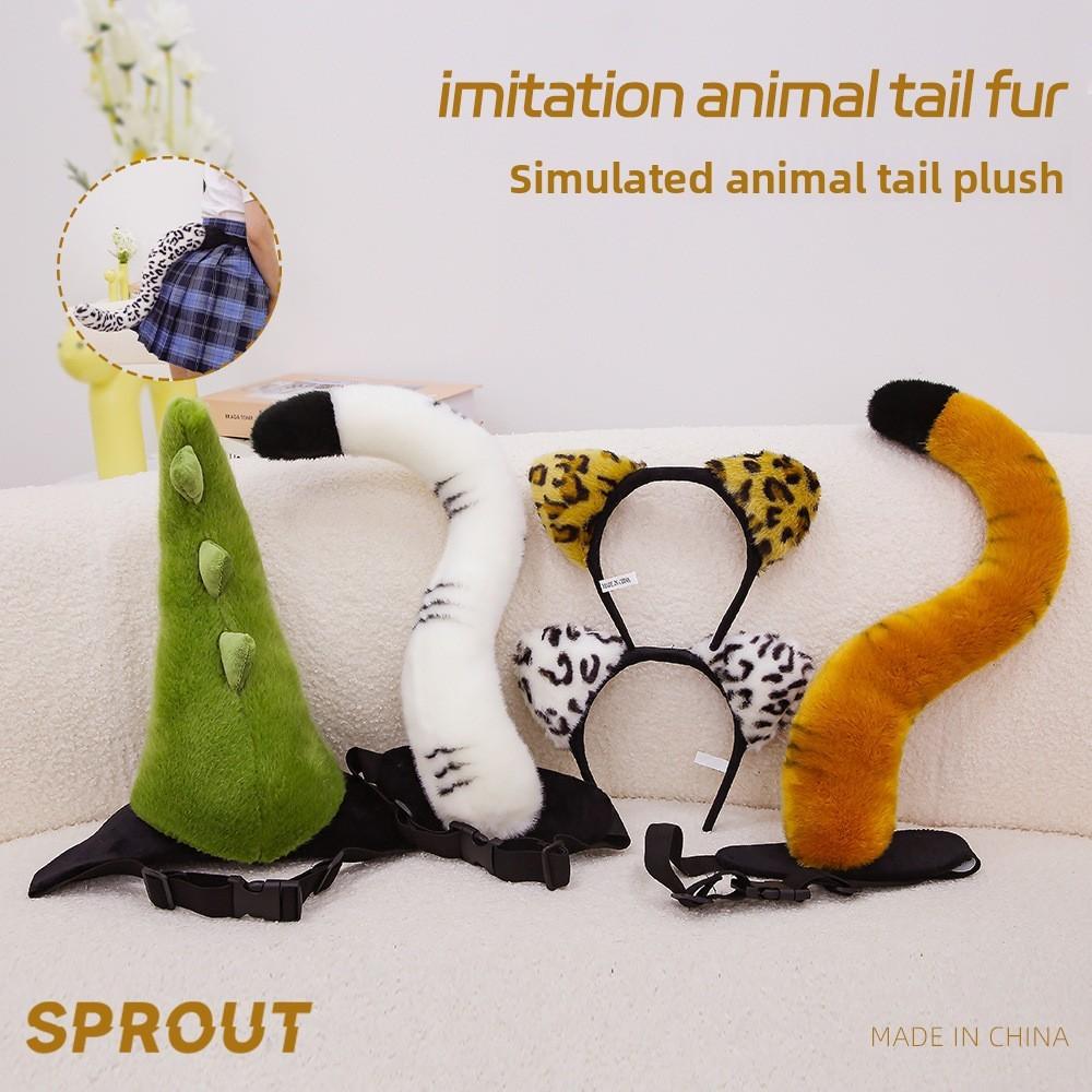 Plush Animal Tail Belt For Kids With Tiger And Dinosaur Ears Cute Novelty Gift
