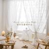 New French Style Round Mirror Floral Curtains Blackout Sheer Rod Lace Curtains Fabric No-Drill Finished Sheer Curtains