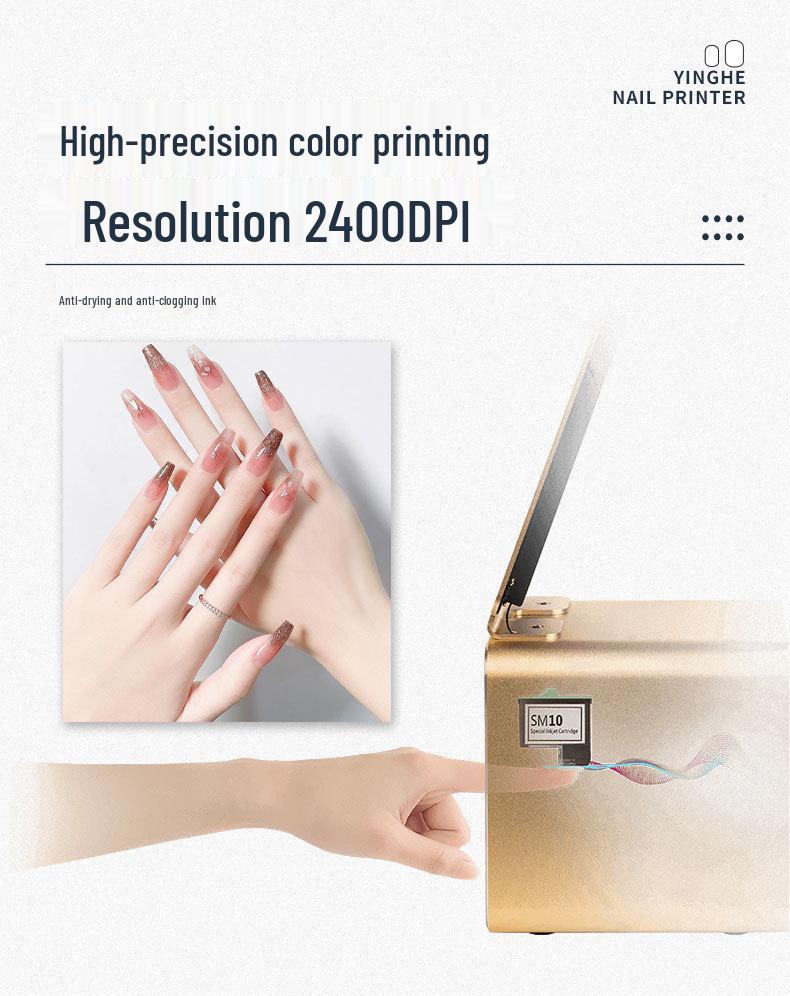 Yinghe Smart Nail Printer - 10.1" Touchscreen, Auto Recognition, 2400 DPI, Color Nail Art Machine