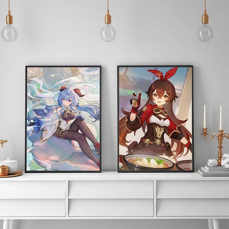 Anime Desen Animat Joc Genshin Impact Pictură pe Pânză Imprimare Artă de Perete Poster cu Personaj Imagine Decorațiuni pentru Casă Cameră Copii Murală