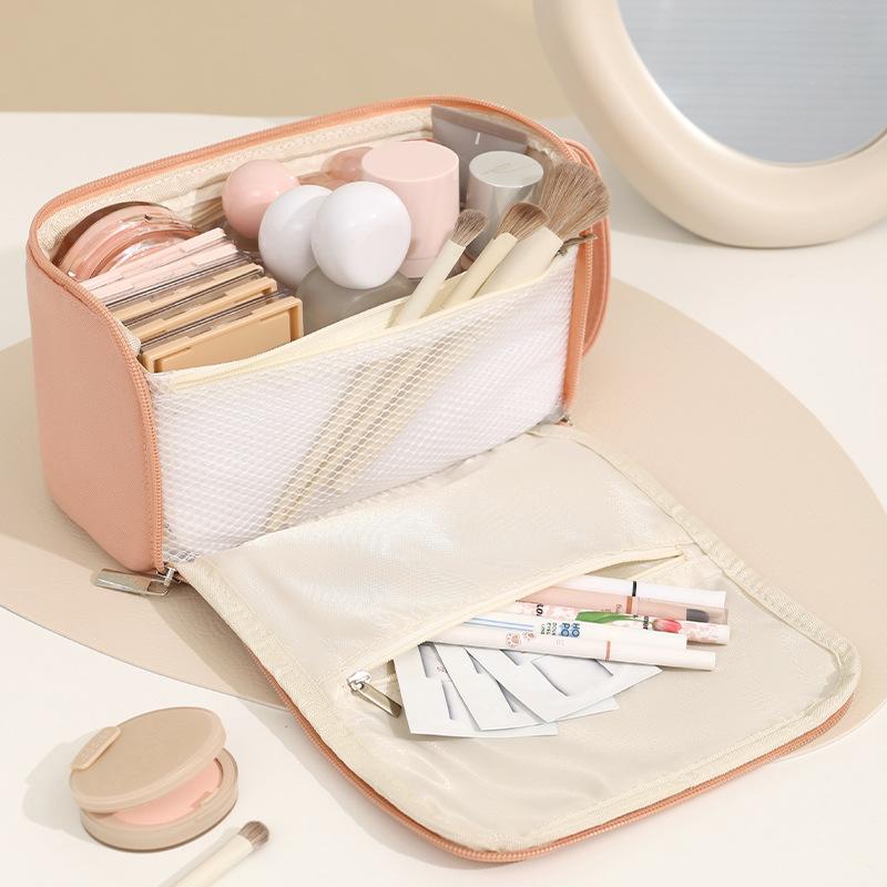 Sac à Maquillage Multifonctionnel Multi-poches Grande Capacité Fermeture Éclair Sac de Rangement Cosmétique Imperméable Carré Trousse de Toilette Organisateur