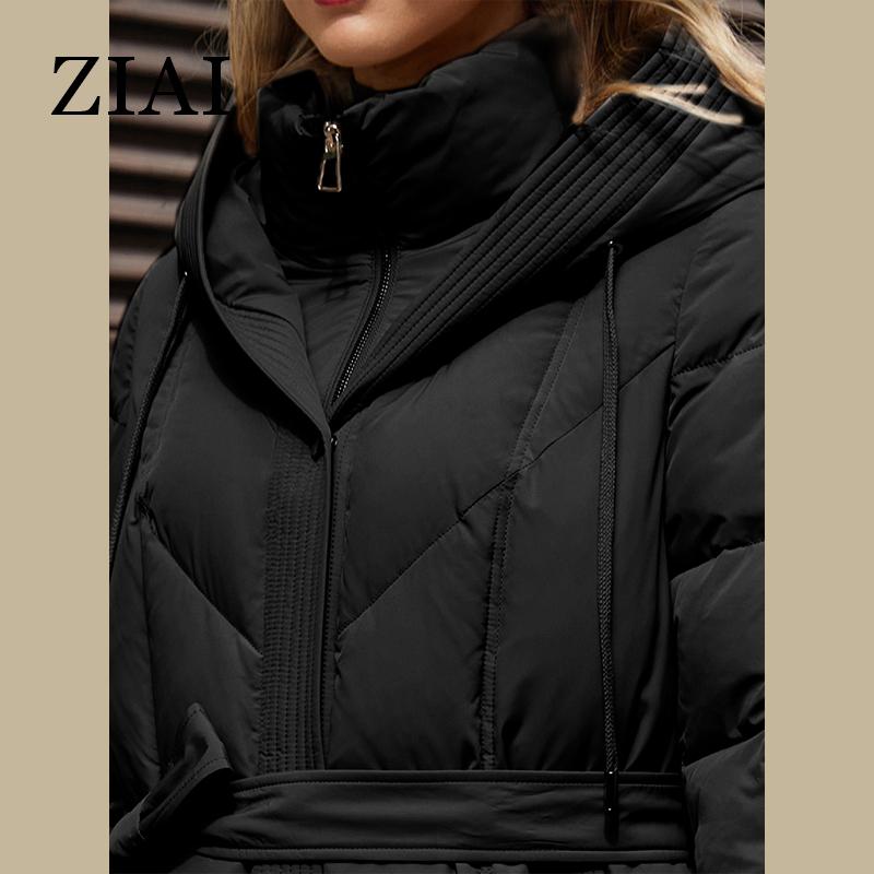 Astrid Winter Women Parka Hooded Belt Thick Warm Cotton Fashion Outerwear Long Down Jacket Quilted Coat Female Clothing ZR-30216