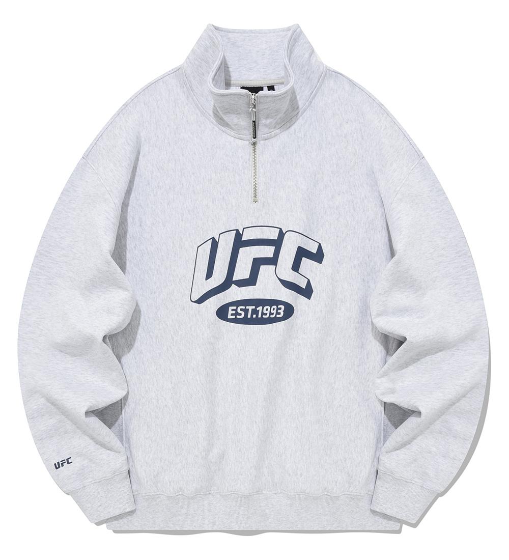 Ufc Sports Ufc Arch Logo Relaxed Fit Half-Zip Sweatshirt Melange Grey U2Swu3304M1 Melange Grey/L
