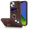 For iPhone 14 Plus Vintage Patch Leather Phone Case with Ring Holder