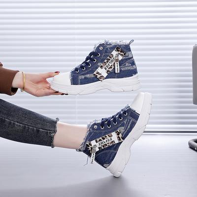 Spring and Autumn New Thick-soled High-top Canvas Shoes Women's Versatile Little White Shoes Women's Casual Student Board Shoes Tide Z