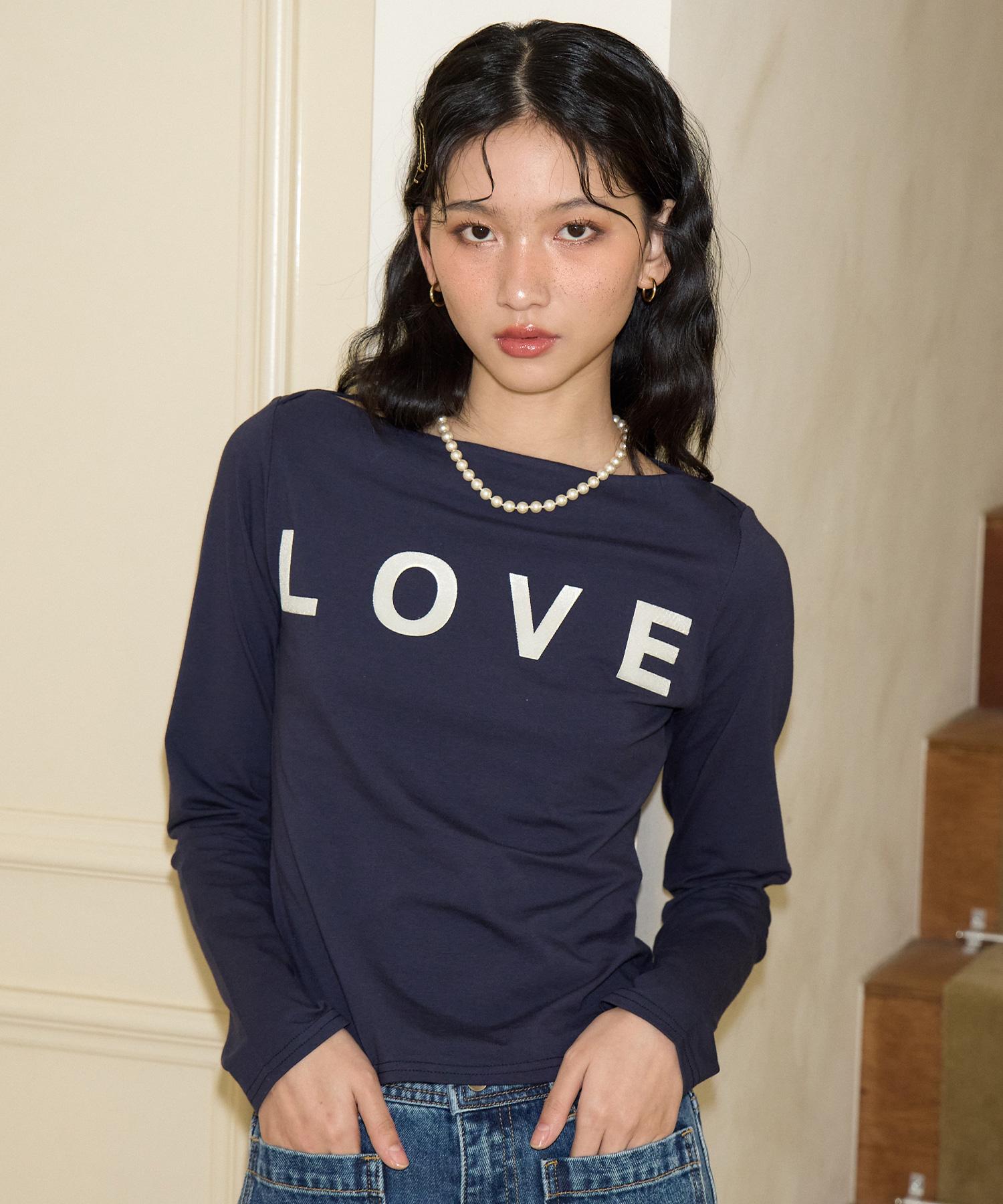 Salon De Yon Love Boat Neck T_ Navy S