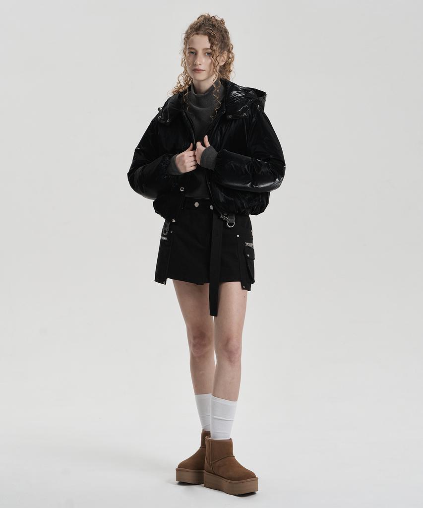 Jenyujeu Studded Belt Pocket Skirt - Black