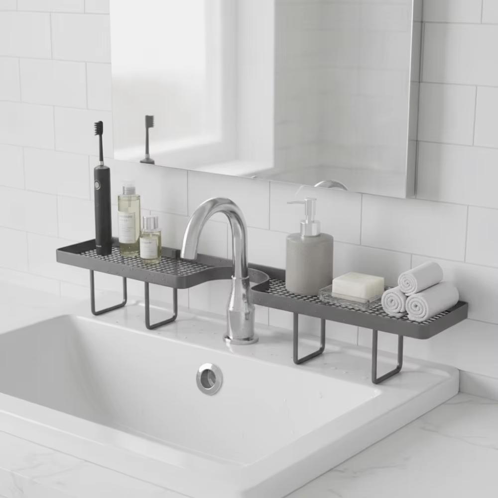 No-Drill Bathroom Storage Rack Rustproof Sink Shelf Sturdy Bathroom Organizer for Bathroom Counter