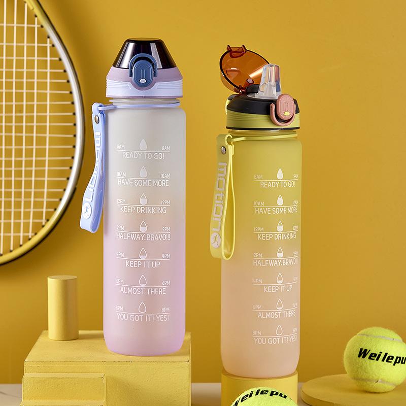 Latest Frosted Gradient Cup with Straw Car Bounce Suction Nozzle Portable Tumbler Active Fitness Mens and Womens Plastic Water Cup
