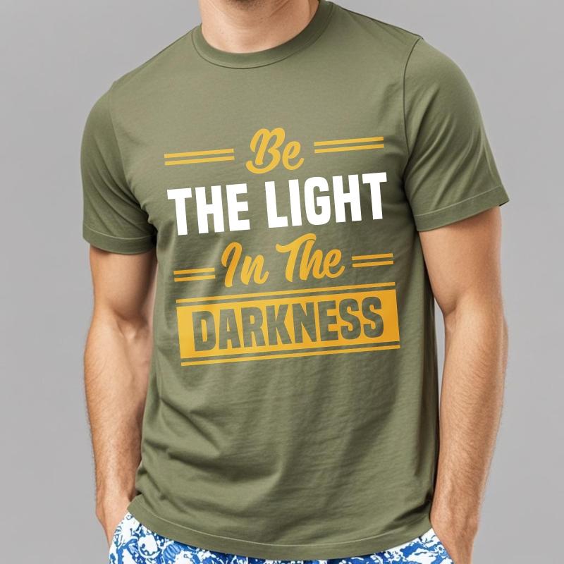 Anime ONeck Unisex Tshirt Unisex Summer Boys tshirt Be The Light In The Darkness Short Sleeve Solid Color ONeck Top Tees