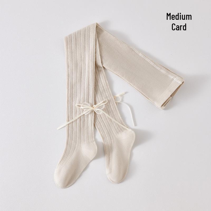 New Summer Kids Mesh Princess Striped Bowknot Leggings – Cute Korean Style Tights S (70-85cm)