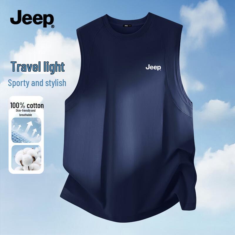 Jeep Men's Breathable Cotton Sleeveless T-Shirt
