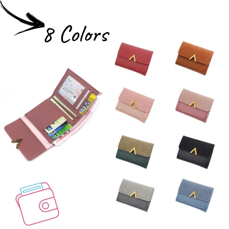 Fashionable Korean-style Women's Wallet With Metal Elements, 2 Folds And Convenient Cover-opening Design