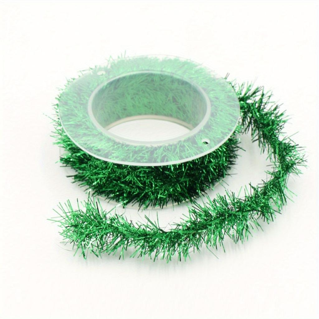 1pc Christmas Tinsel Garland Decoration - Metallic Shiny Ribbon for DIY Crafts, Festive Holiday Supply